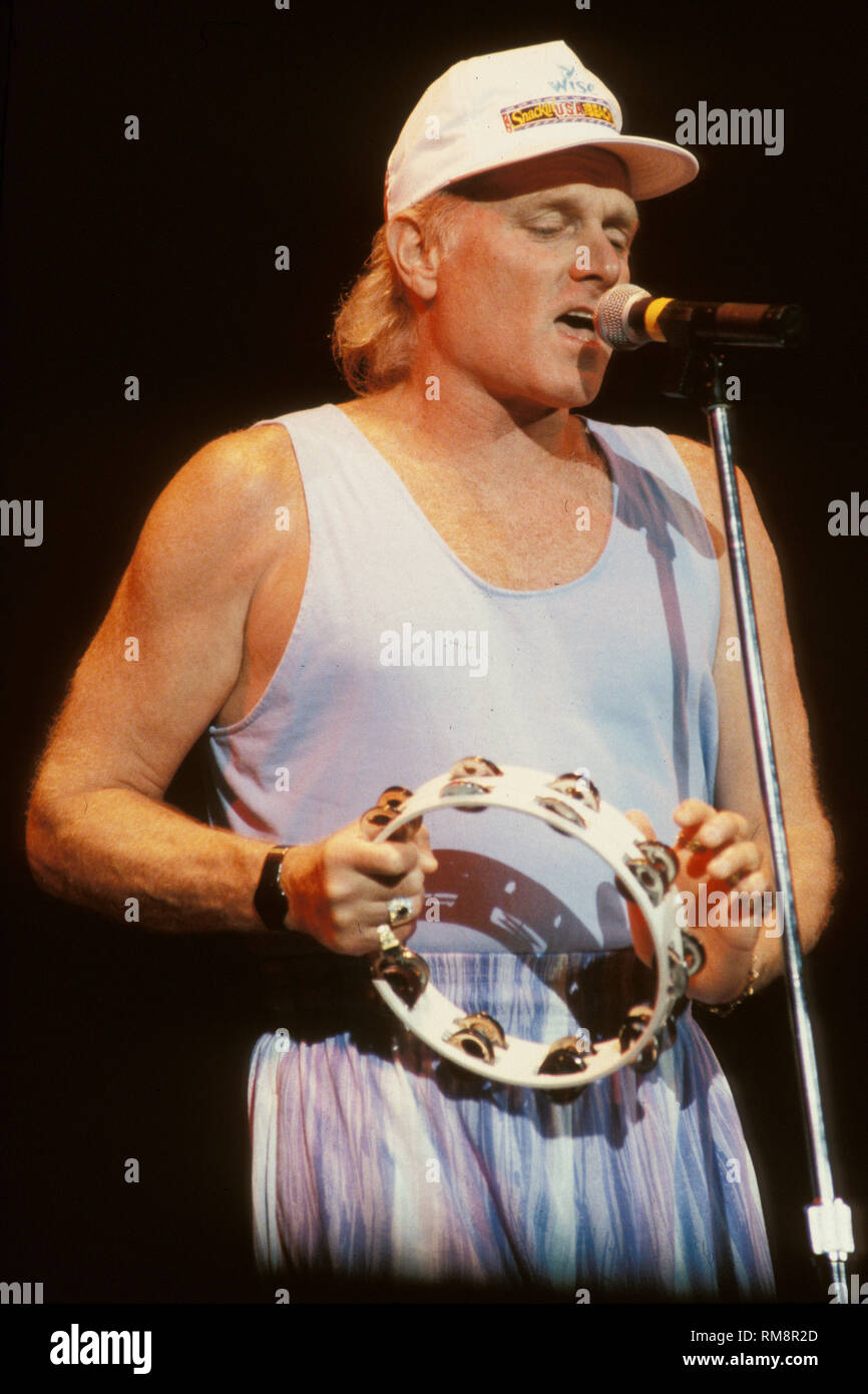 Beach Boys founding member and vocalist Mike Love is shown performing