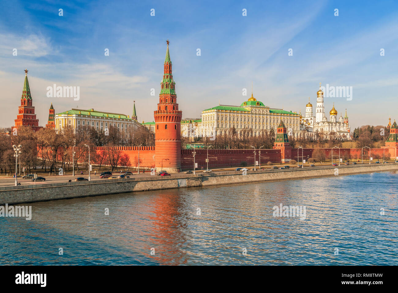 View of the Moscow Kremlin from Bolshoy Kamenny Bridge. Moscow. Russia Stock Photo