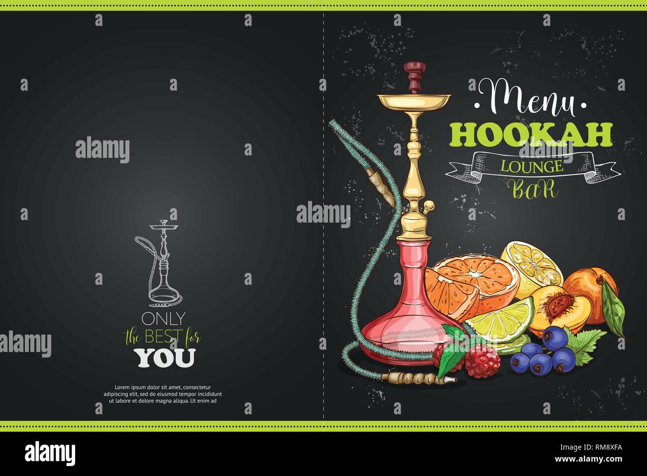 Vector color menu design front page hookah bar fruits on chalkboard Stock  Vector Image & Art - Alamy