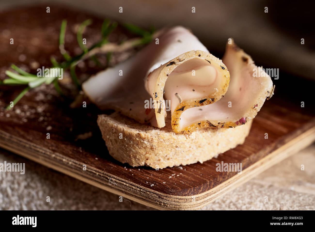 slice of lard on bread Stock Photo Alamy