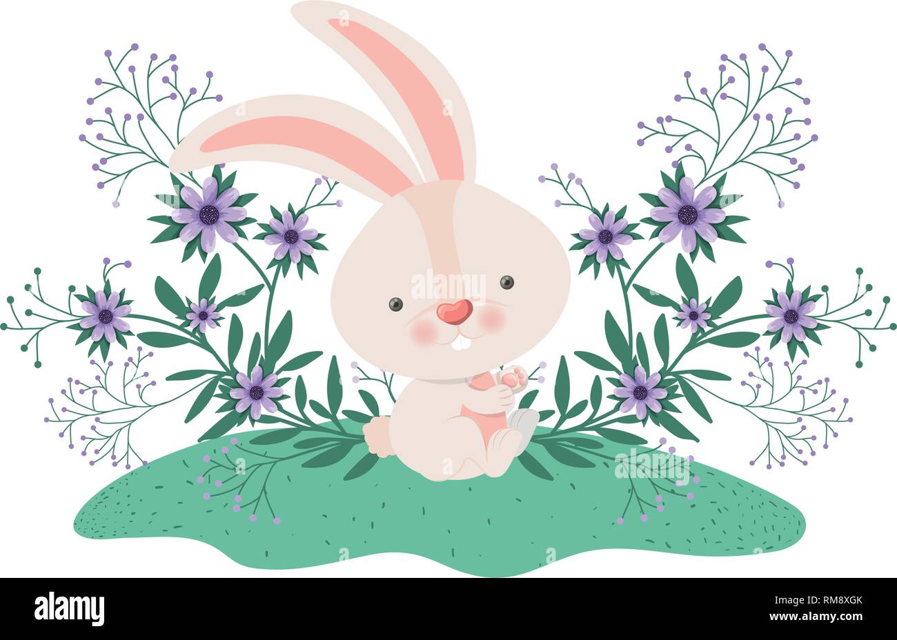 easter bunny with flowers isolated icon Stock Vector Image & Art - Alamy