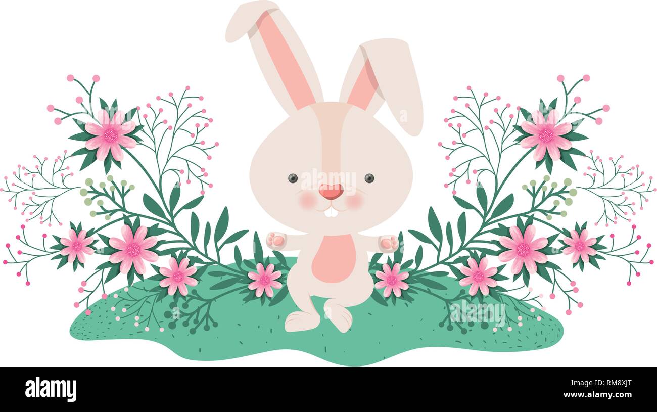 easter bunny with flowers isolated icon Stock Vector Image & Art - Alamy