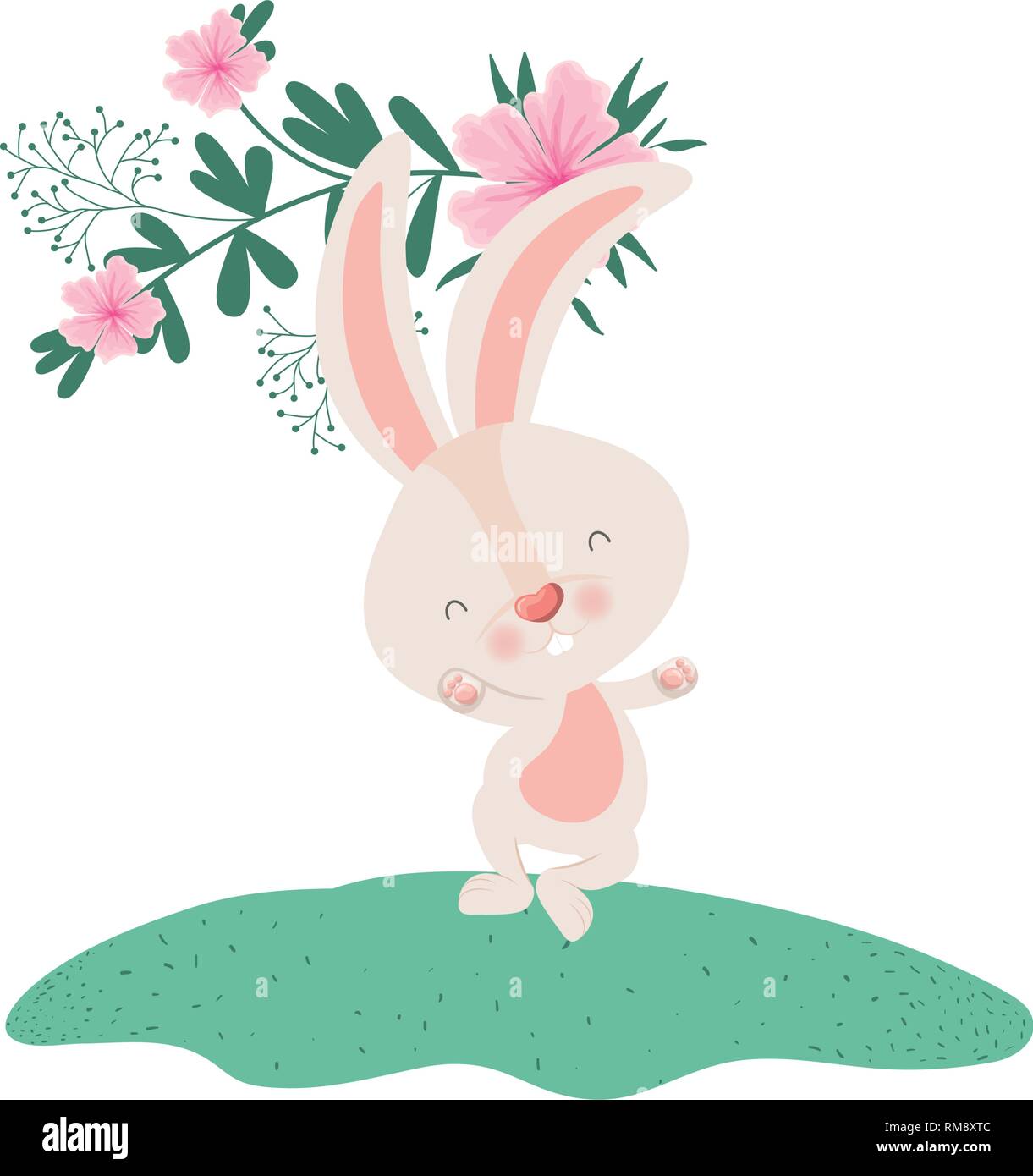easter bunny with flowers isolated icon Stock Vector Image & Art - Alamy