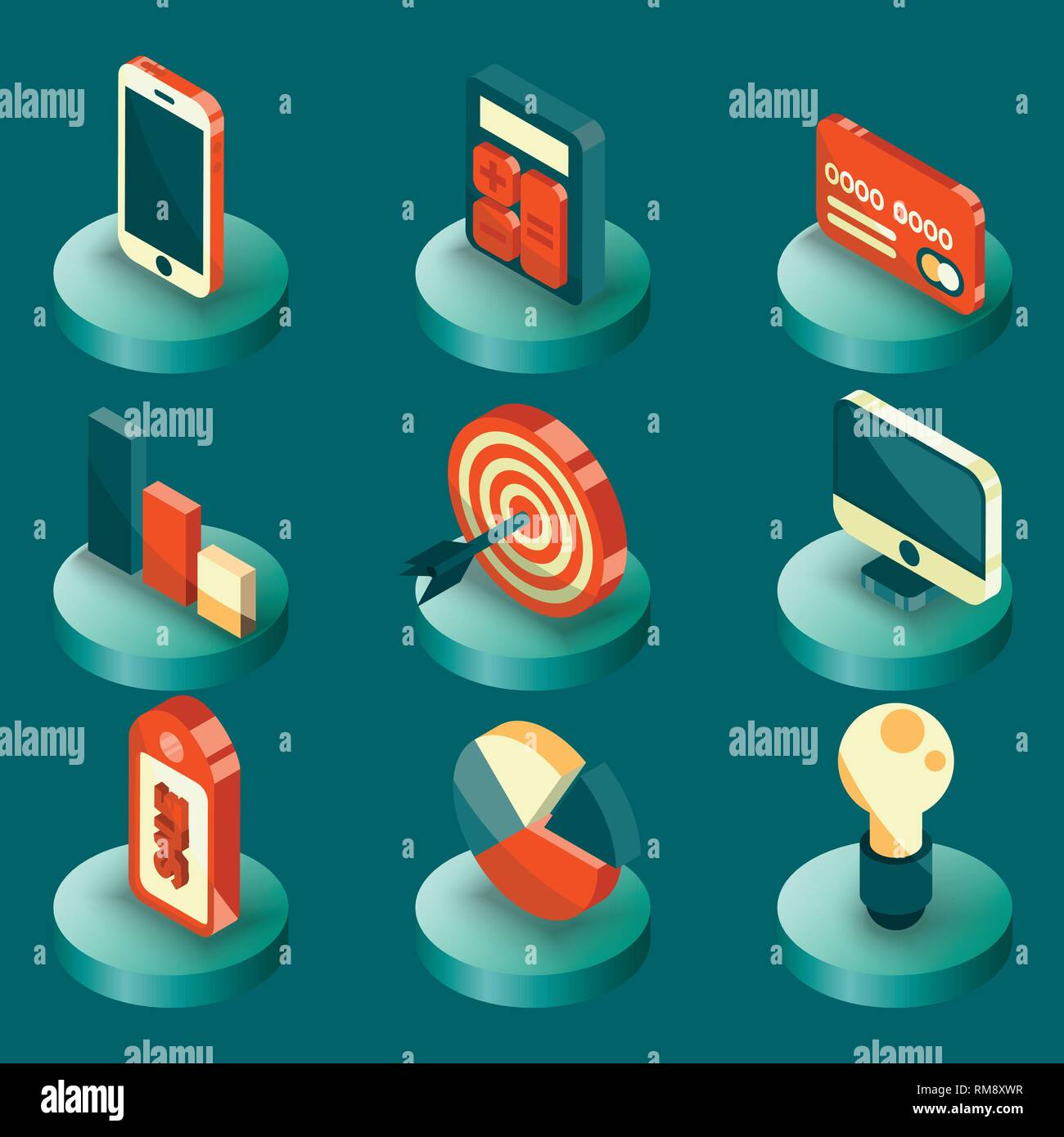 Marketing color isometric icons. Vector illustration, EPS 10 Stock ...