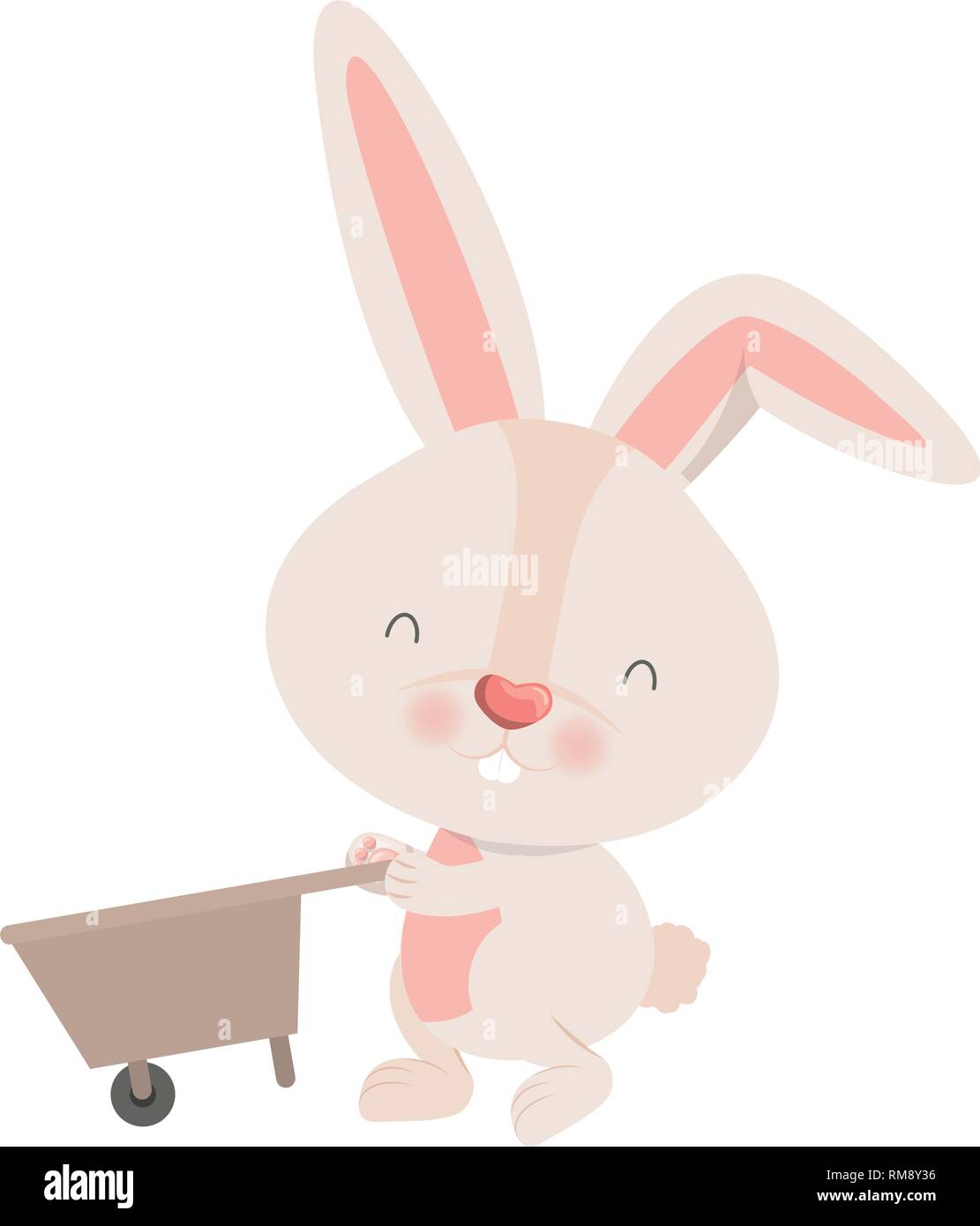 bunny with wheelbarrow isolated icon  Stock Vector