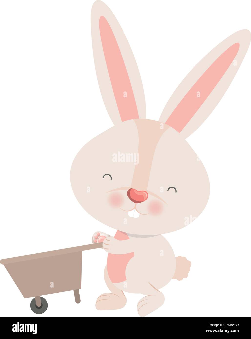 bunny with wheelbarrow isolated icon  Stock Vector
