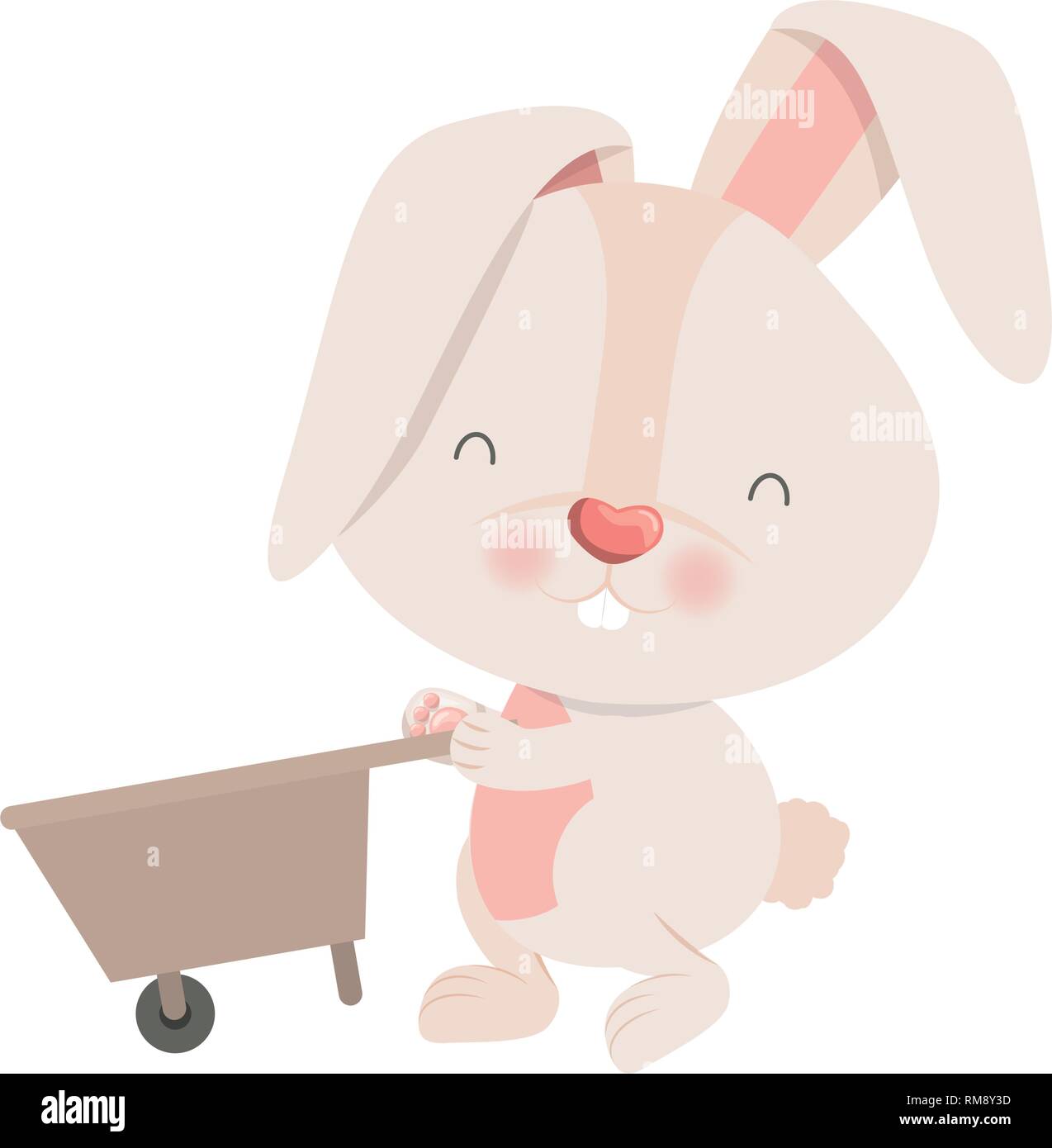bunny with wheelbarrow isolated icon  Stock Vector