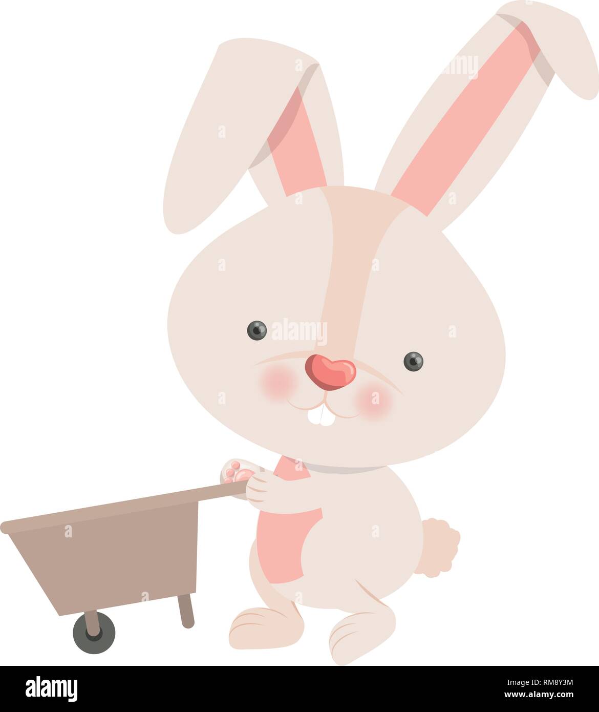 bunny with wheelbarrow isolated icon  Stock Vector