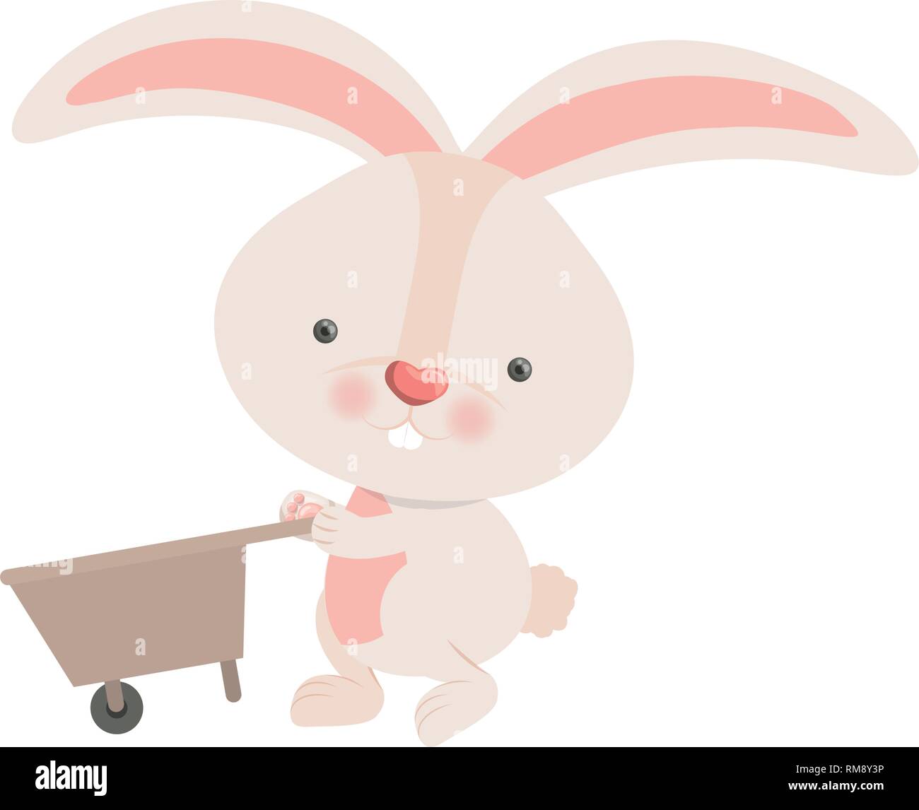 bunny with wheelbarrow isolated icon  Stock Vector