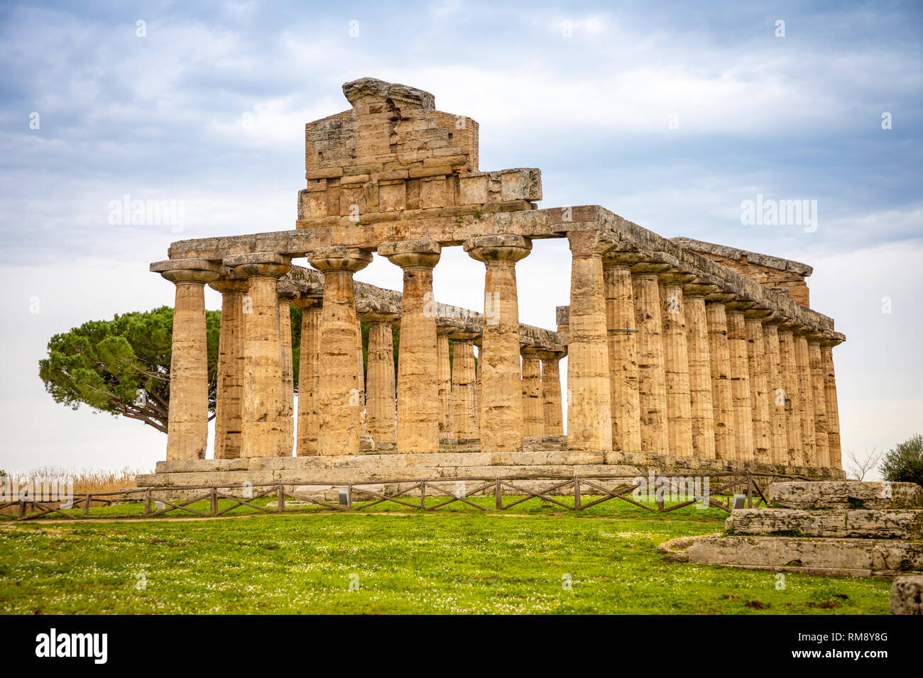 Old ruins of Athena Temple in paestum, Italy Stock Photo