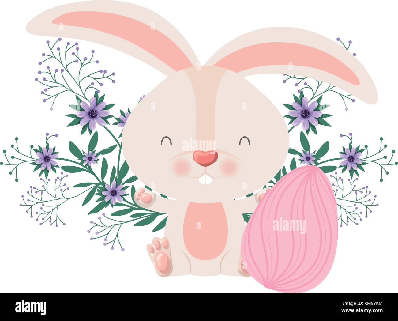 easter bunny with flowers isolated icon Stock Vector Image & Art - Alamy