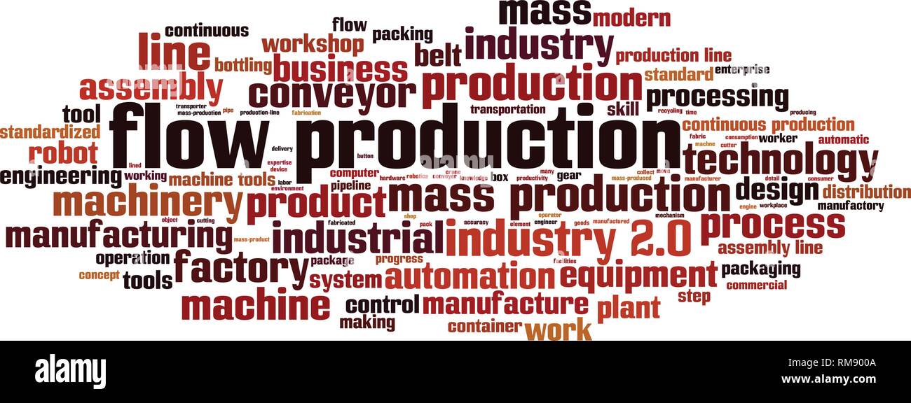 Flow production word cloud concept. Vector illustration Stock Vector
