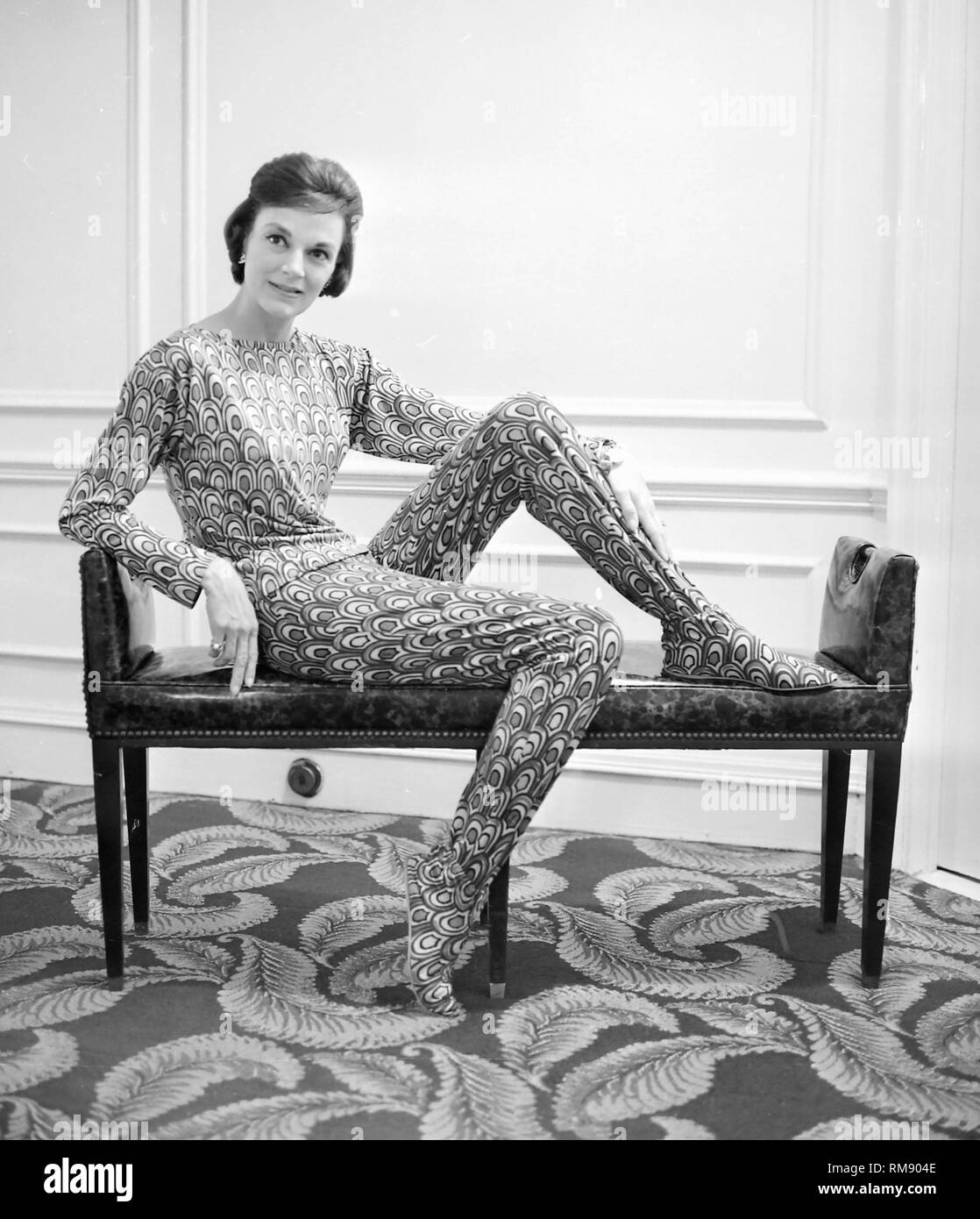A model wears fashions of designer Emilio Pucci, ca. 1960. Stock Photo