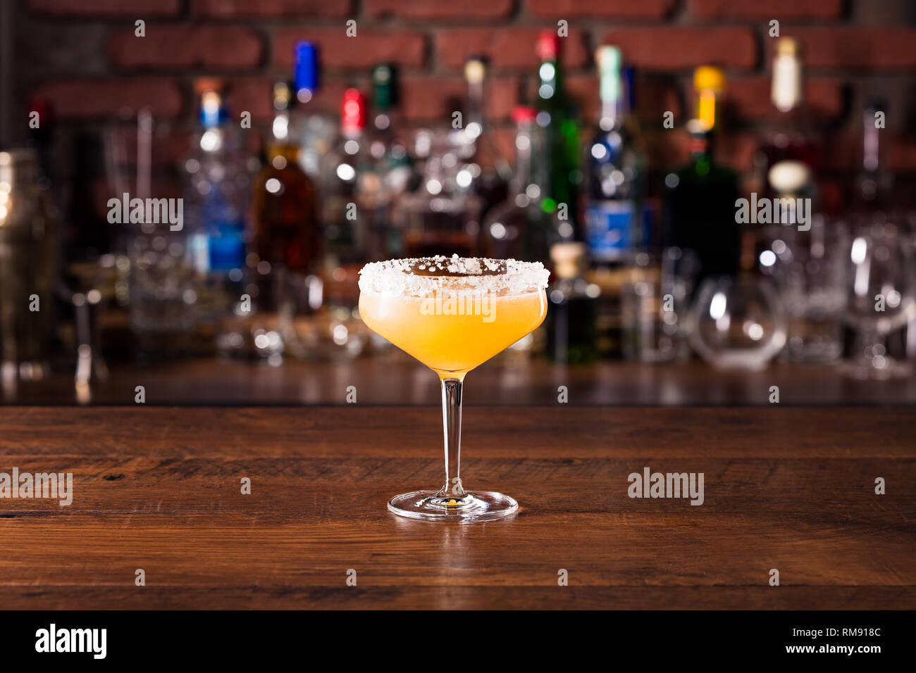 Refreshing Orange Sidecar Cocktail on a Bar Stock Photo