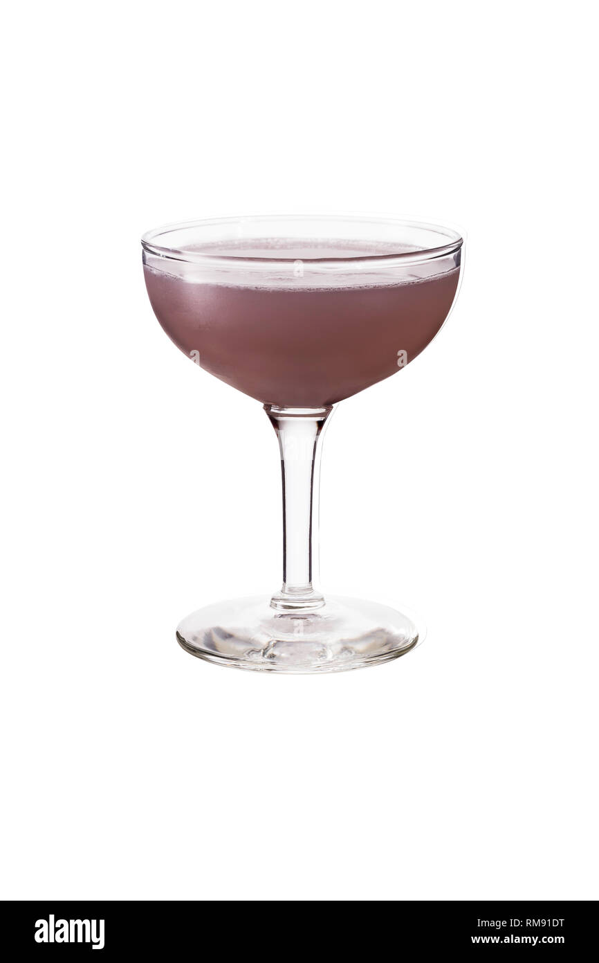 Refreshing Purple Aviation Cocktail with a Clipping Path on White Stock Photo