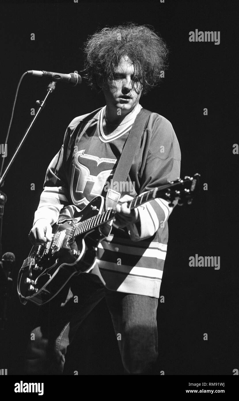 Singer, songwriter and guitarist Robert Smith is shown performing