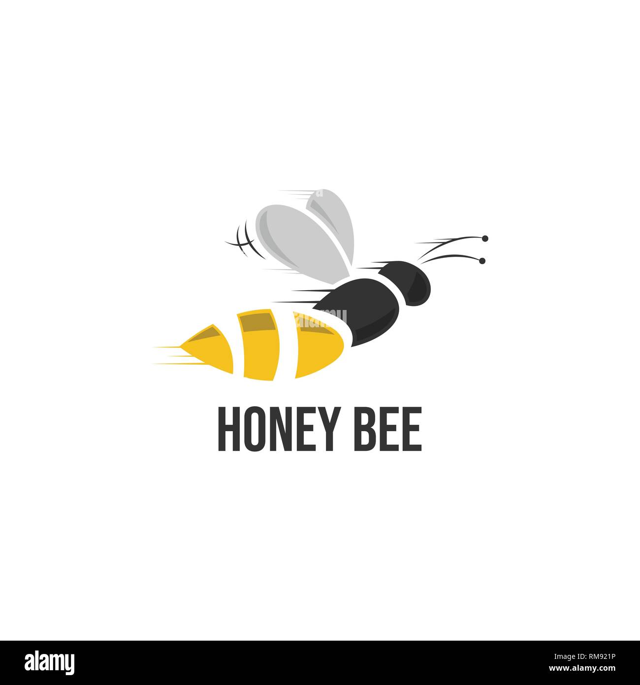 Bee icon. The isolated symbol of a bee against from honeycombs. Honey bee. Isolated insect icon. Vector illustration flying bee in flat style. Flying Stock Vector