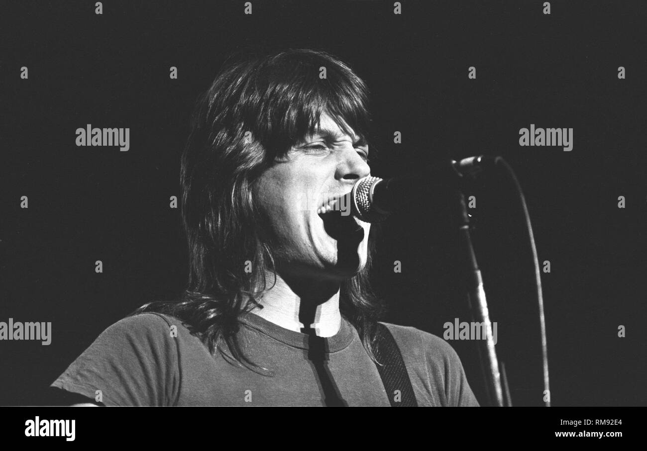 Singer, songwriter and guitarist Dan Baird is shown performing on stage during a 'live' concert appearance with the Georgia Satellites. Stock Photo