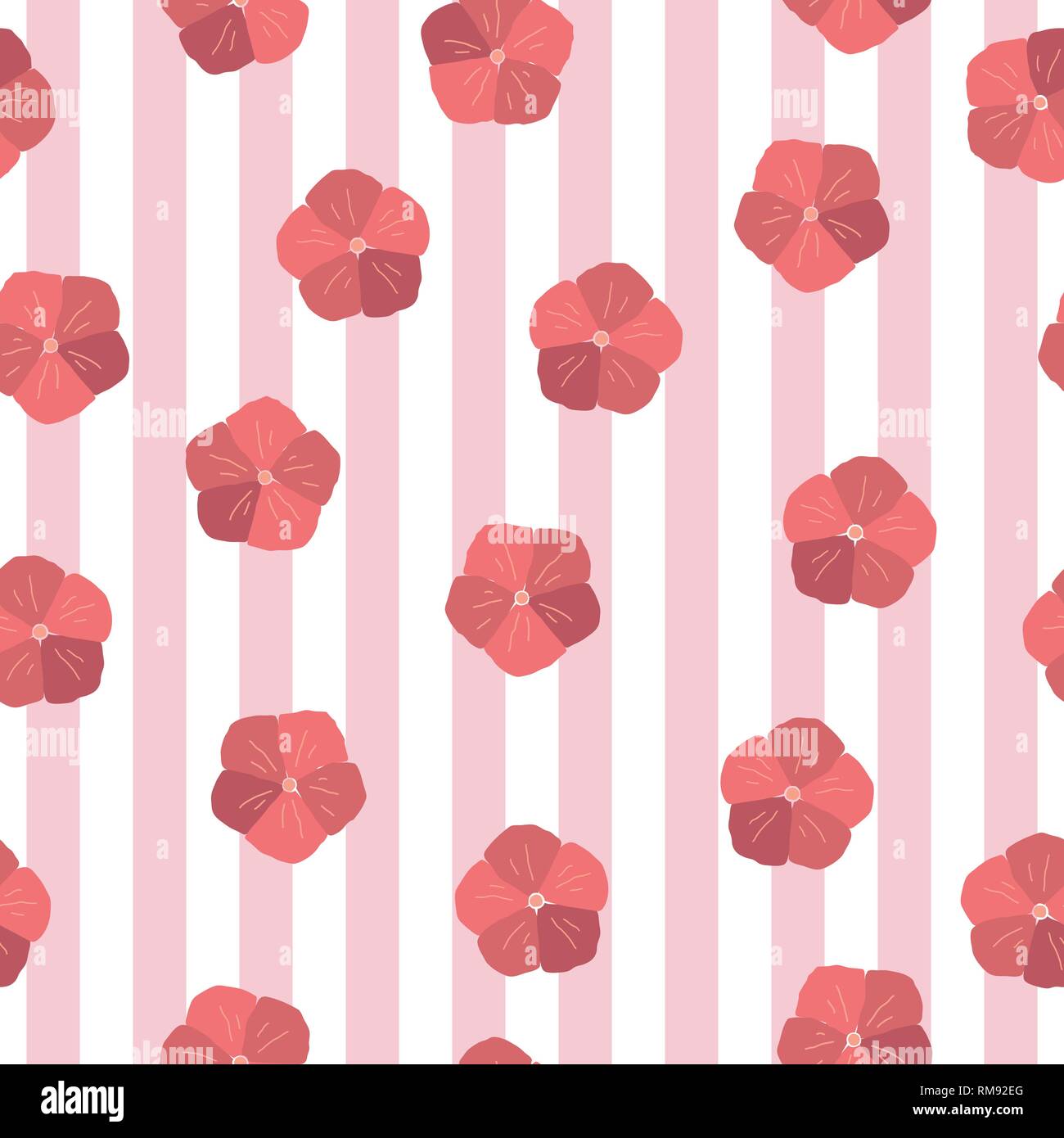 Abstract Hibiscus flower seamless repeat pattern. vector illustration Stock Vector