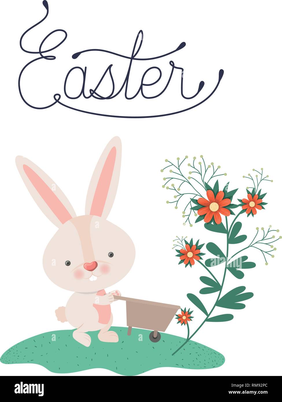 easter label with bunny isolated icon Stock Vector Image & Art - Alamy