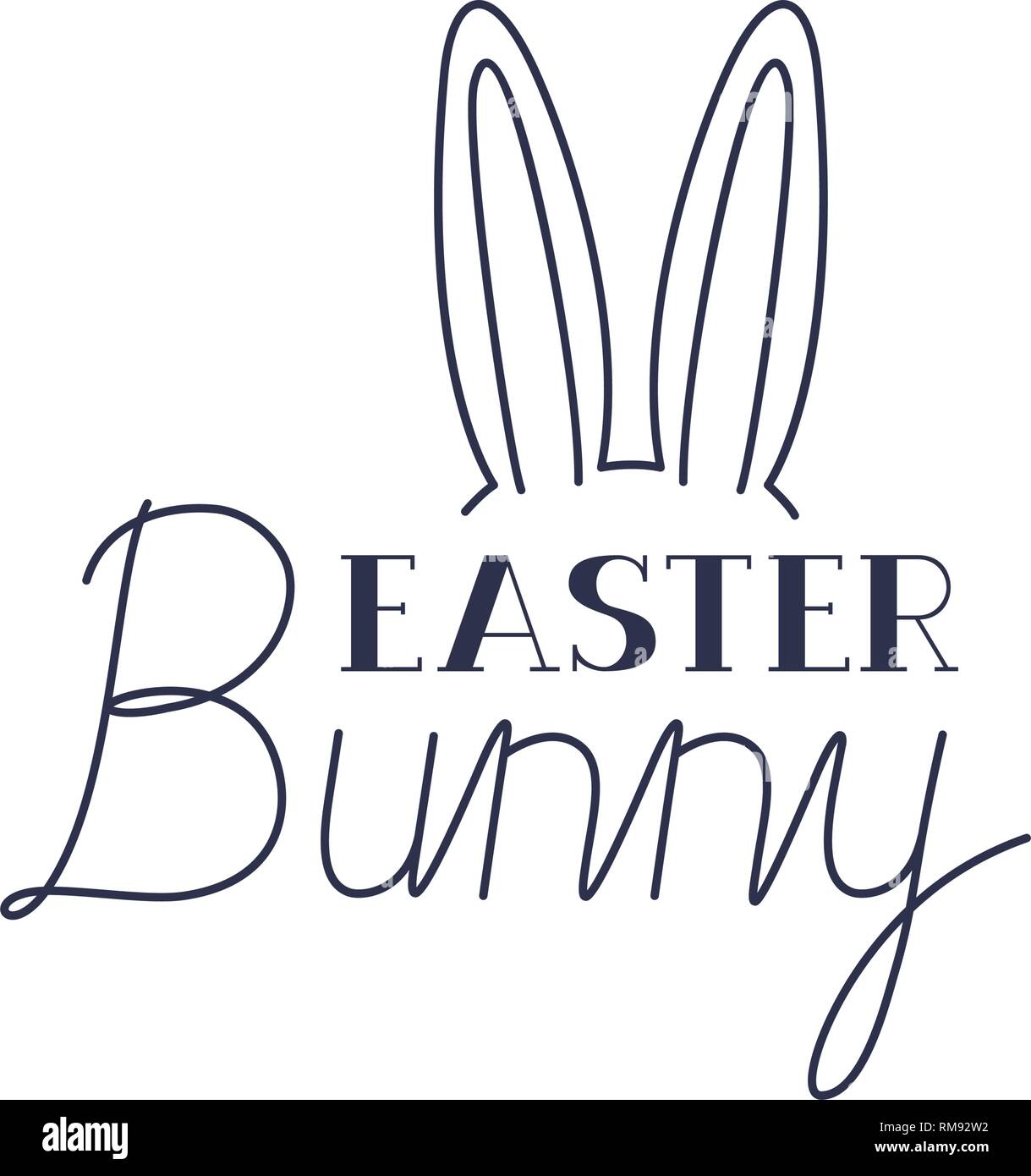 easter bunny label with rabbit ears icon Stock Vector Image & Art - Alamy