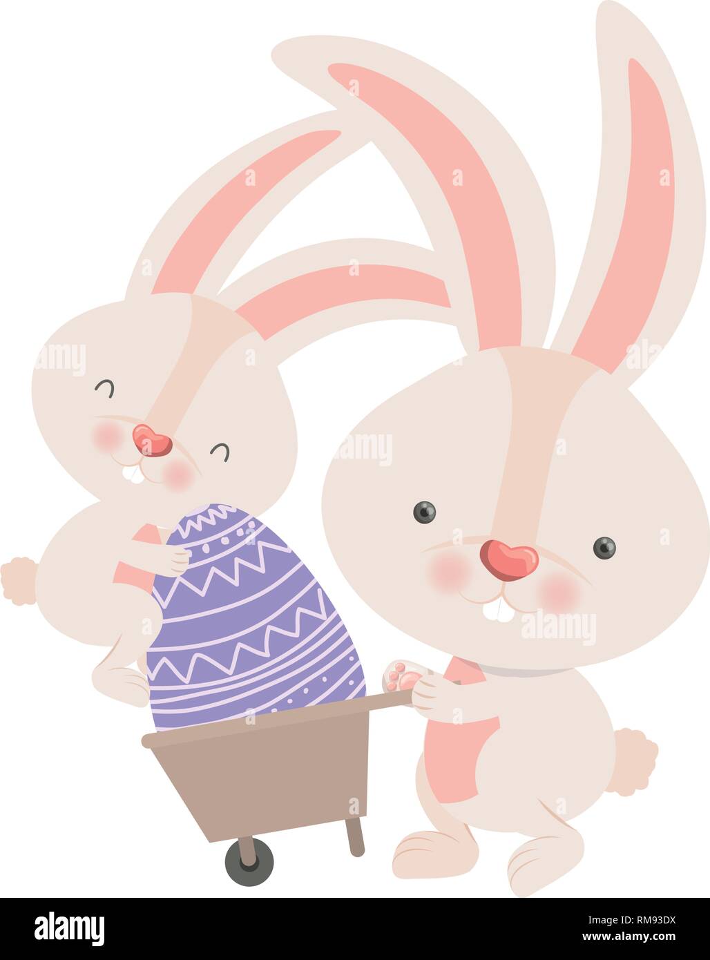 bunnies with wheelbarrow and easter egg icon Stock Vector Image & Art ...