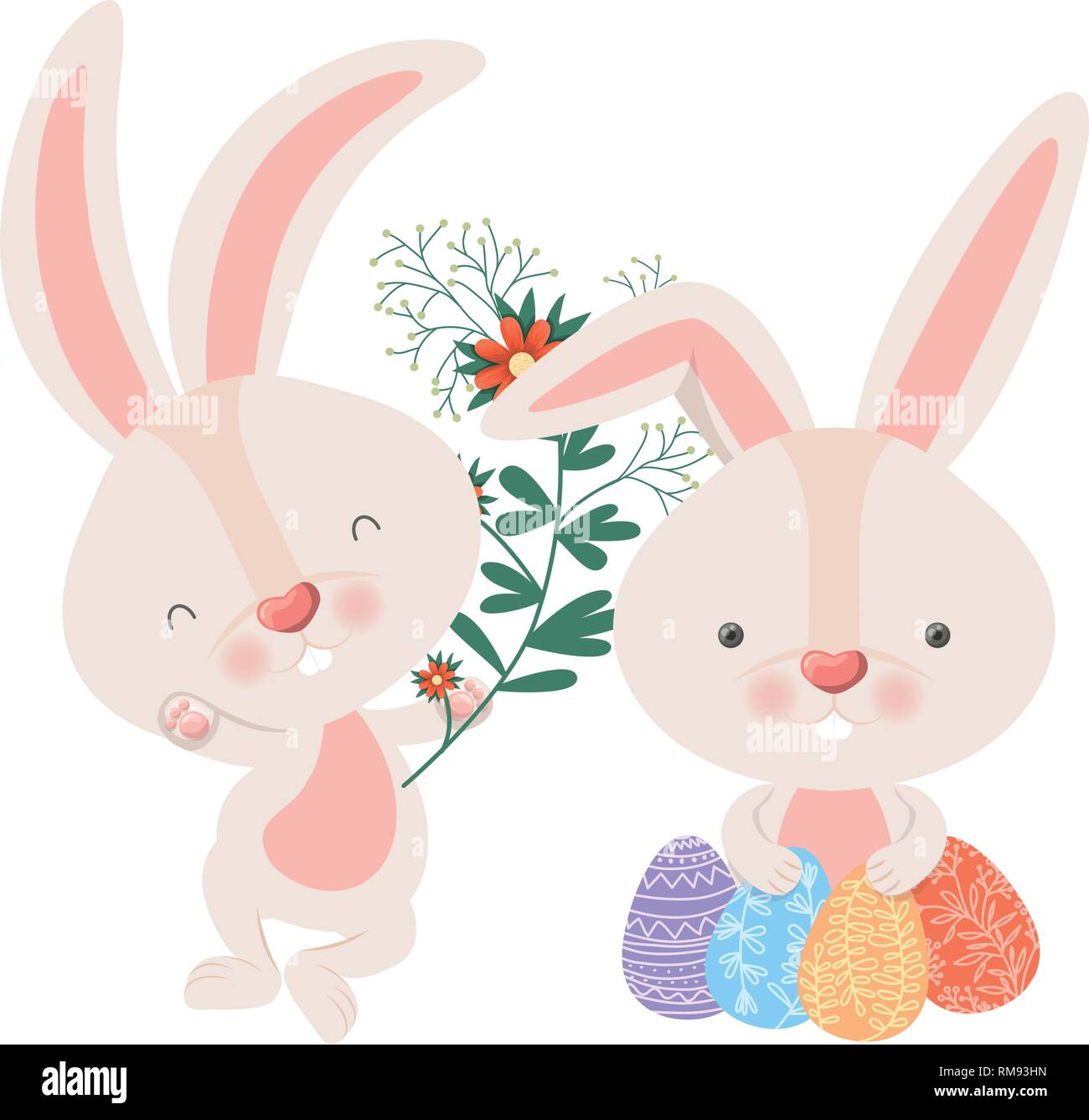 easter rabbits with egg isolated icon Stock Vector Image & Art - Alamy