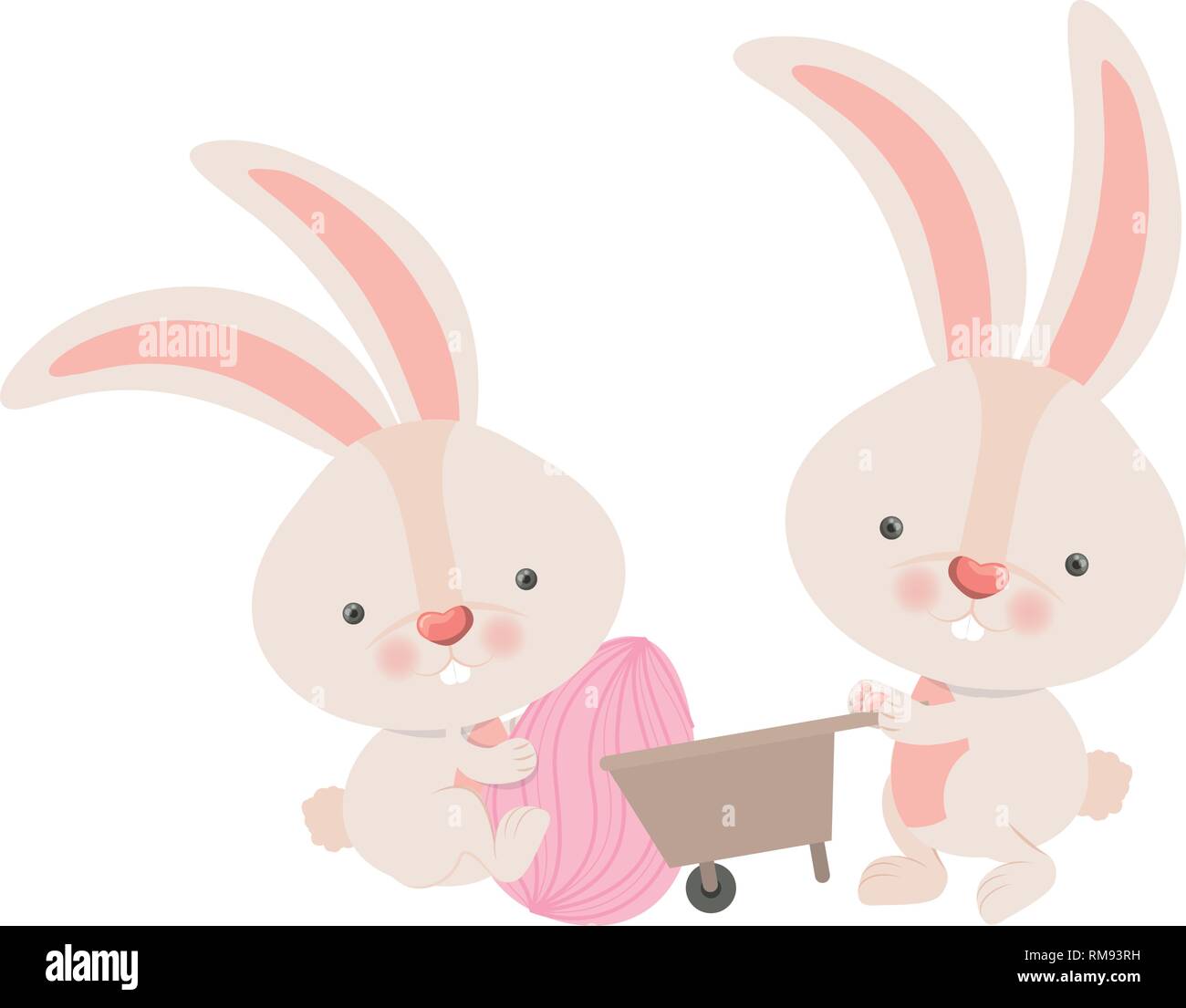 bunnies with wheelbarrow and easter egg icon Stock Vector Image & Art ...