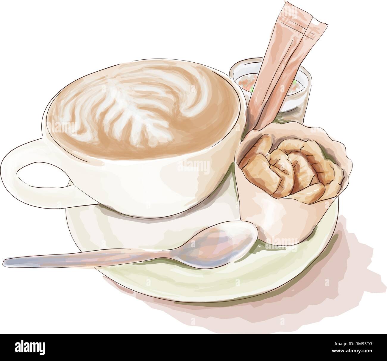 Coffee set of vector art with watercolor style Stock Vector Image & Art ...
