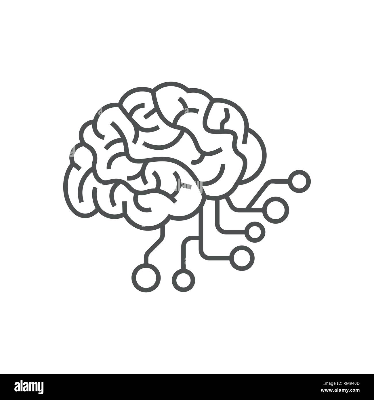 Artificial intelligence, AI icon. AI brain concept. EPS 10. Editable Stroke. Stock Vector