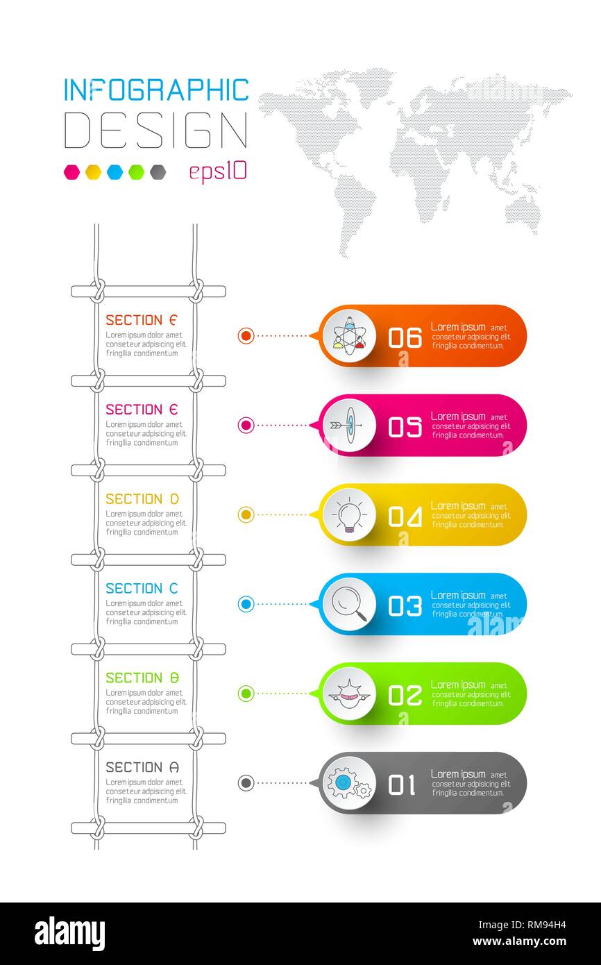 Colorful business rectangle labels shape infographic vertical bar with ...