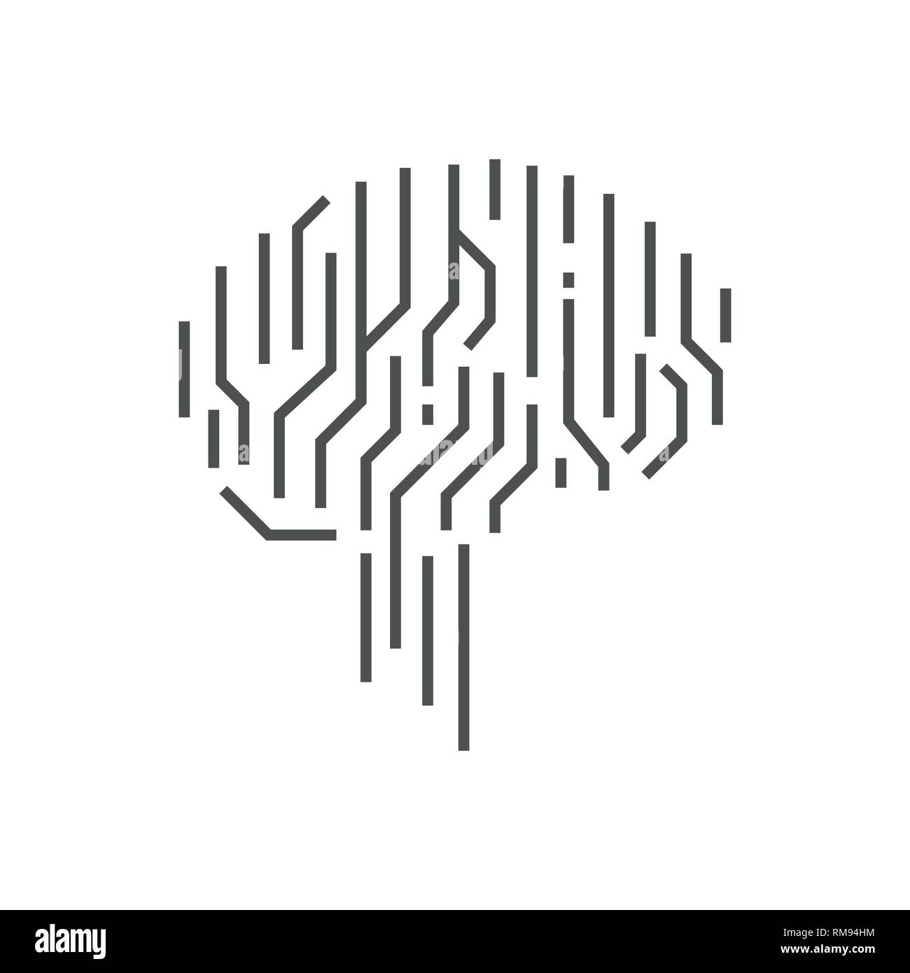 Artificial intelligence, AI icon. AI brain concept. EPS 10. Editable Stroke. Stock Vector
