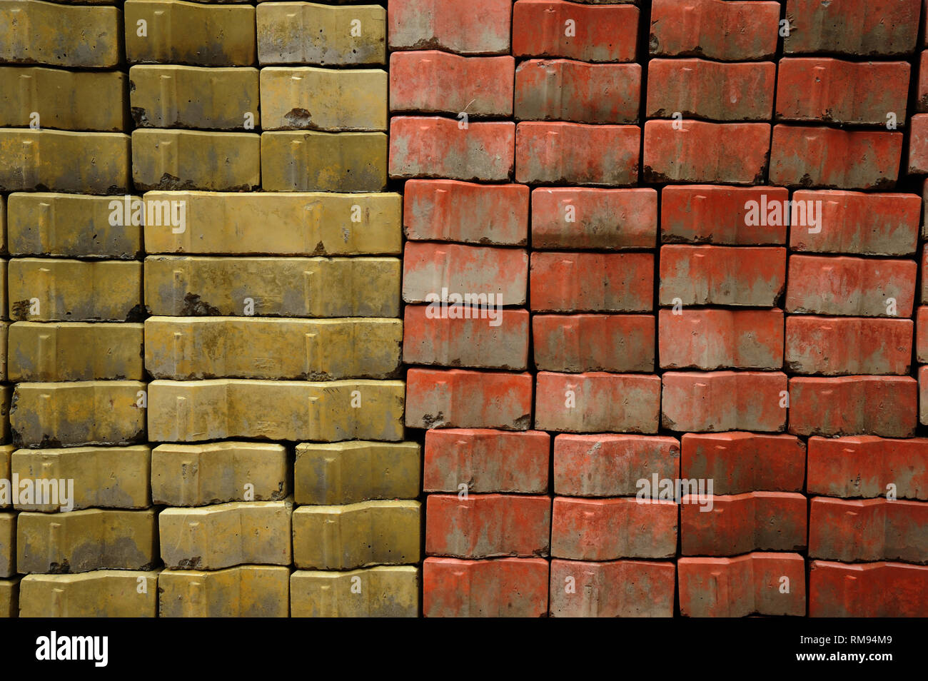 Interlocking concrete Paver Block bricks, India, Asia Stock Photo