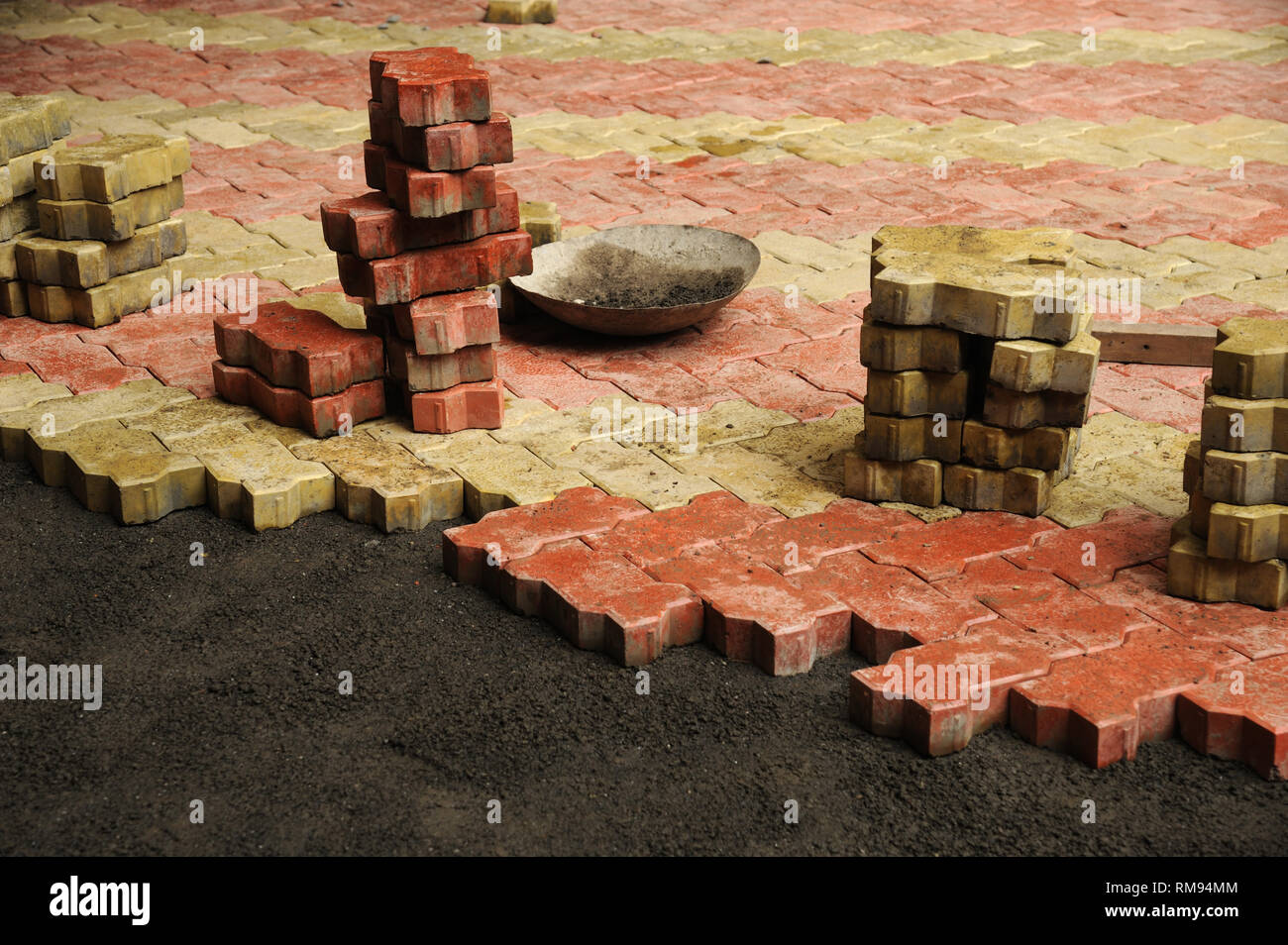 Interlocking Concrete Paver Blocks for laying on road, India, Asia