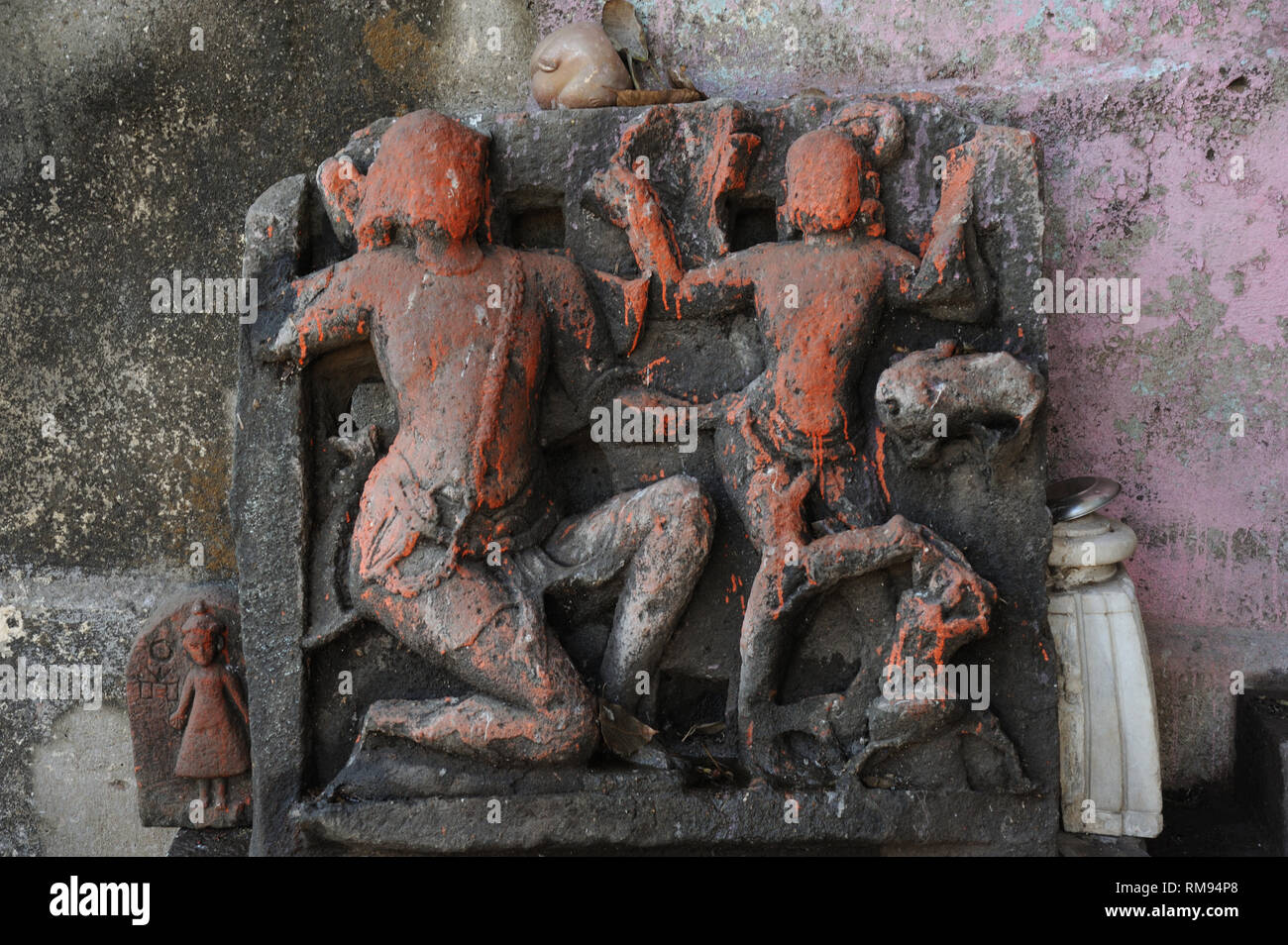 Statues stone relief at Banganga, Walkeshwar, Mumbai, Maharashtra
