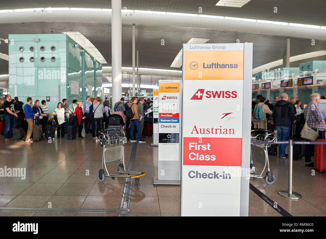 BARCELONA, SPAIN - CIRCA NOVEMBER, 2015: inside Barcelona Airport. Barcelona-El  Prat Airport is an international airport. It is the main airport of Ca  Stock Photo - Alamy