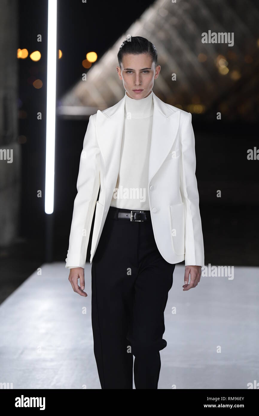 Louis Vuitton Paris Menswear Spring Summer Model white shirt and