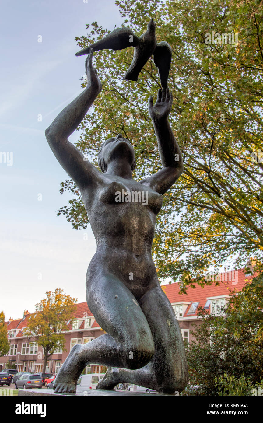 Statue Vrede At Amsterdam The Netherlands 2018 Stock Photo