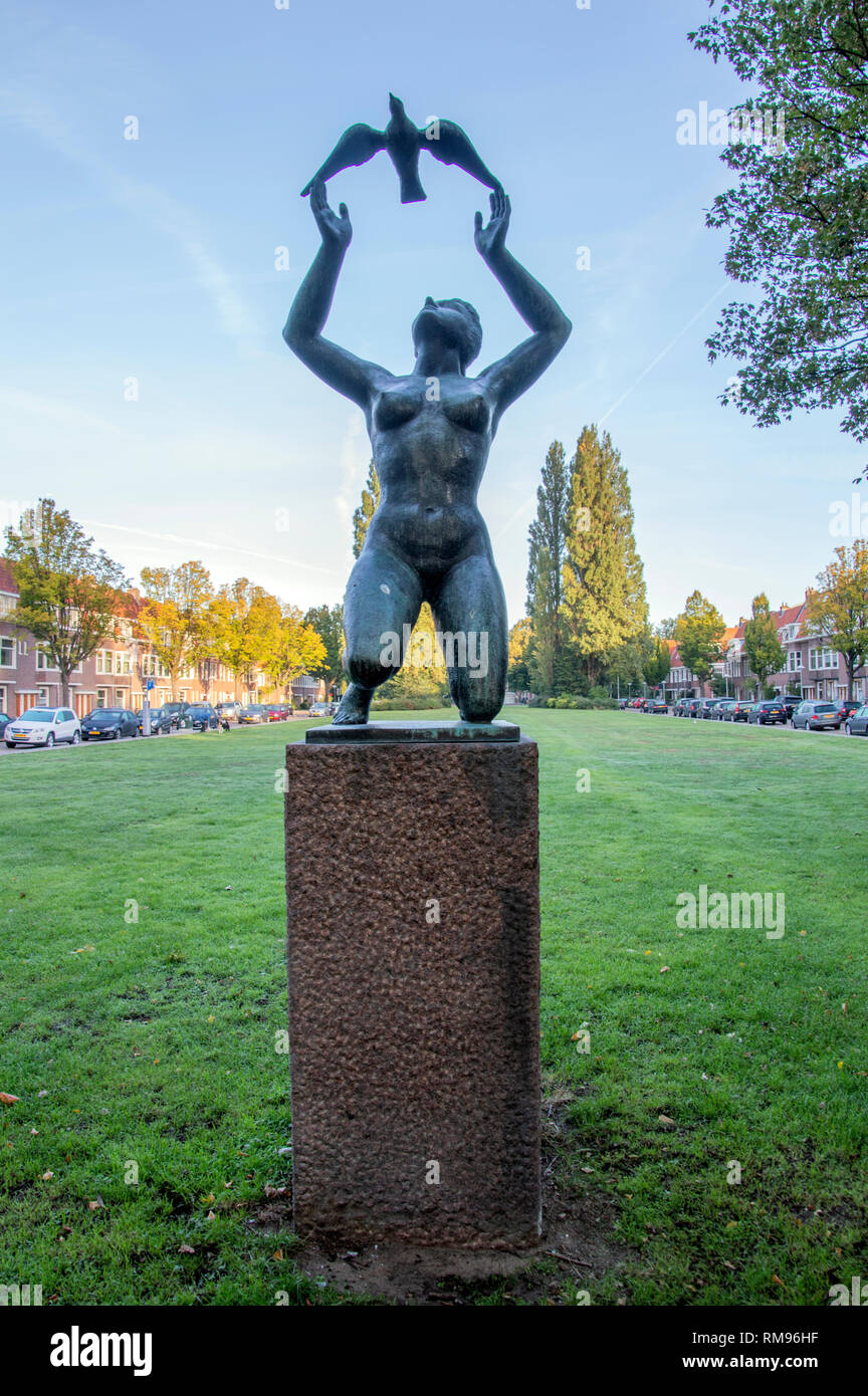 Statue Vrede At Amsterdam The Netherlands 2018 Stock Photo