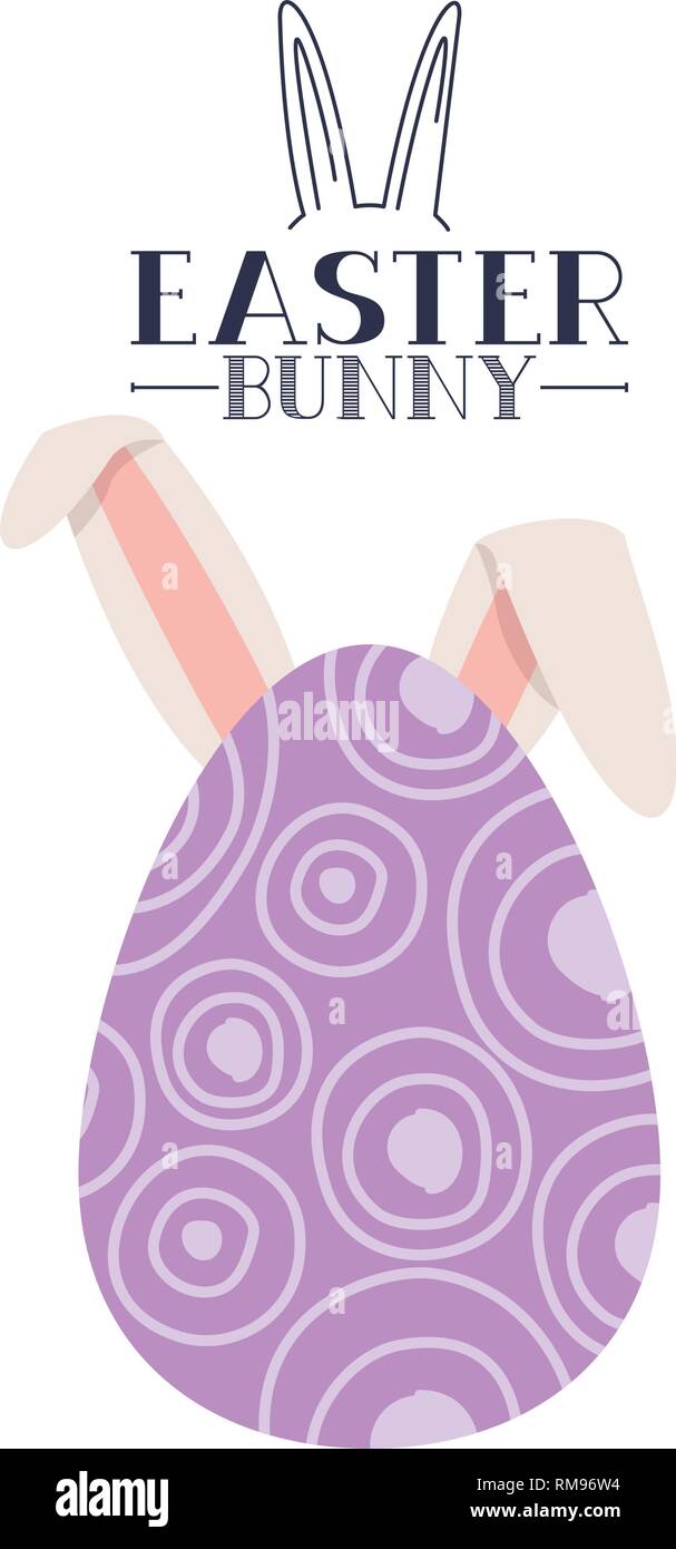 easter bunny label with egg and rabbit ears icon Stock Vector Image ...