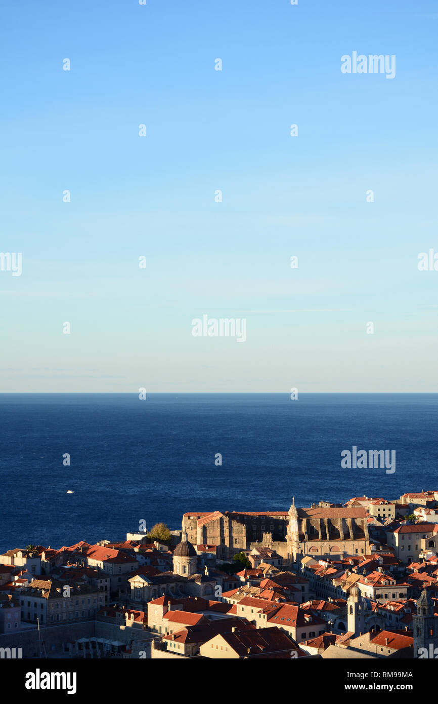 Roofs of the Old town of Dubrovnik from above, Croatia Stock Photo
