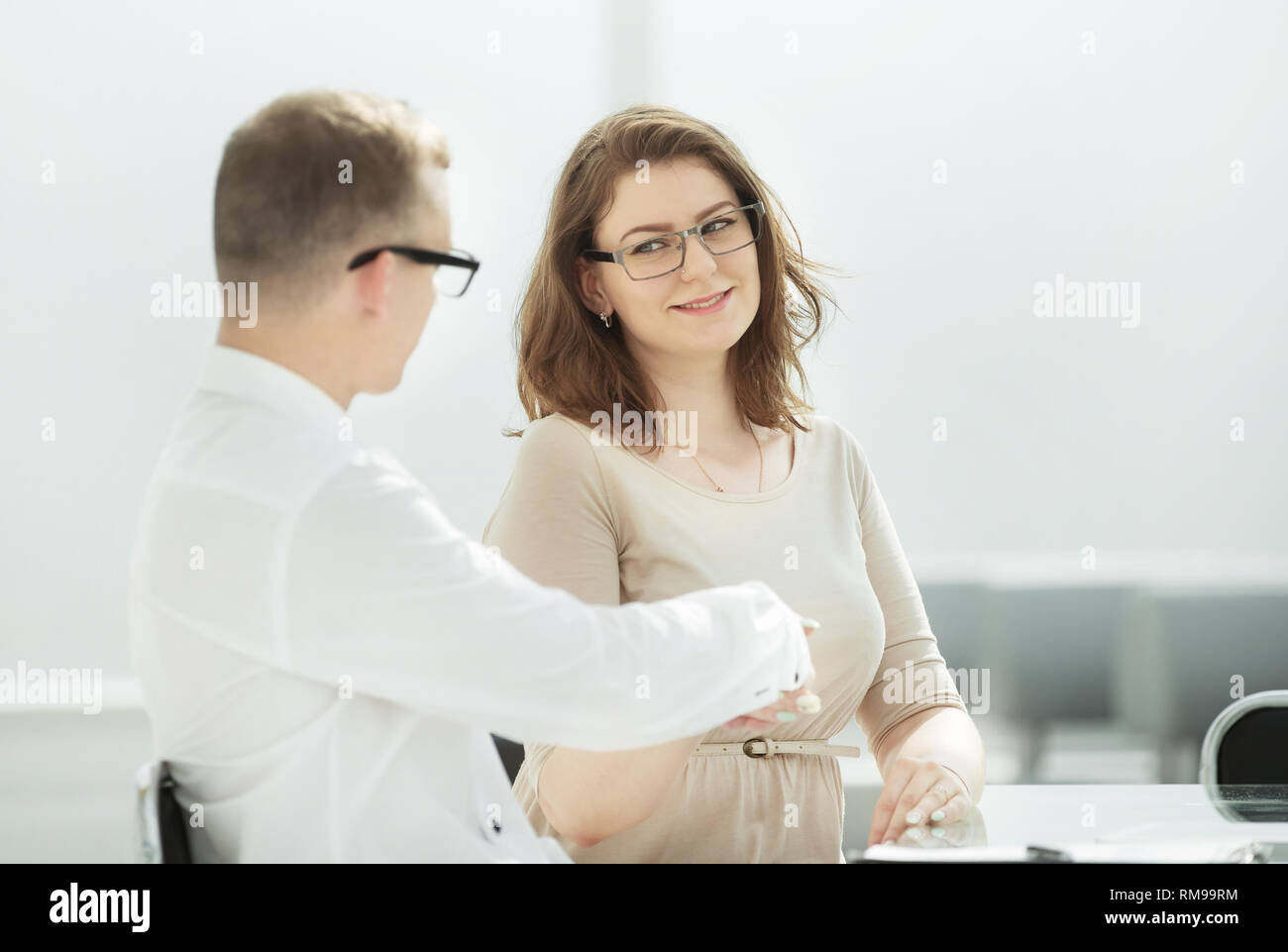 side view. business colleagues discuss new ideas . Stock Photo