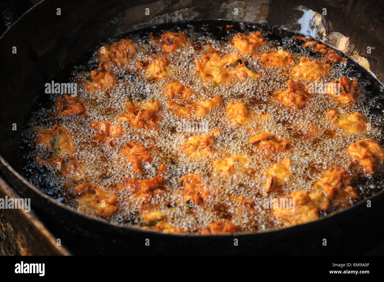 Indian Snack onion bhaji fried in oil, Madurai, Tamil nadu, India, Asia