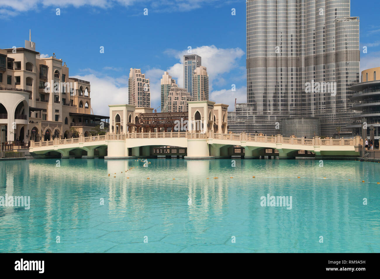 Dubai, United Arab Emirates - September 9, 2018: The Downtown Dubai complex in Dubai, UAE, is home to some of the city's most important landmarks incl Stock Photo