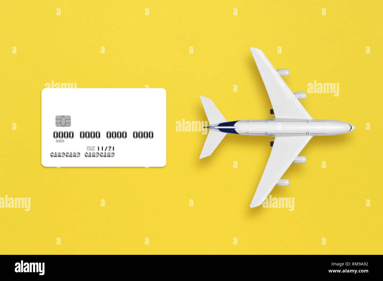 Download Model Of Airplane And Credit Card Mock Up On Yellow Background Stock Photo Alamy PSD Mockup Templates
