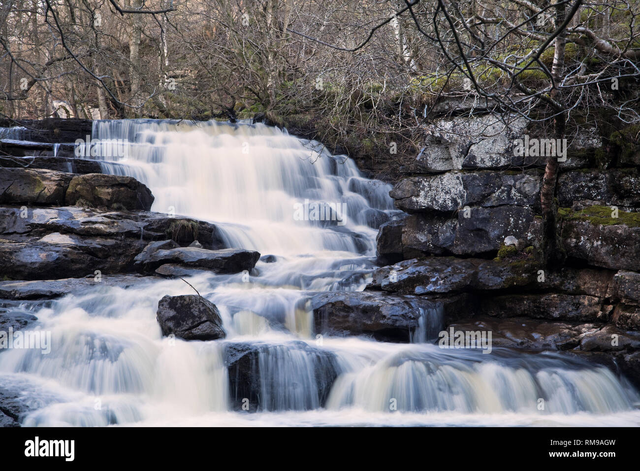 The lower falls of East Gill Force near Keld, in the Yorkshire Dales Stock Photo