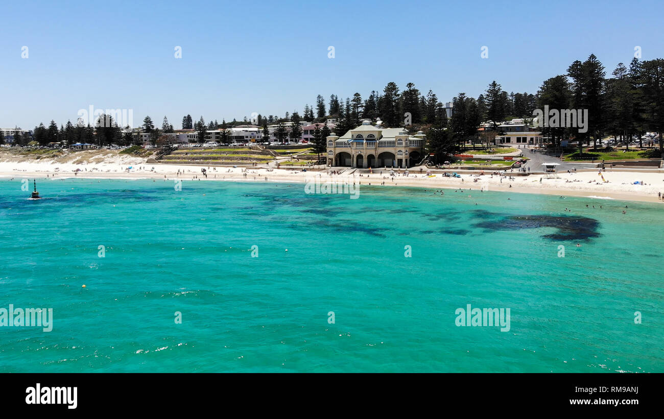Cottesloe Beach Droneshot, Cottesloe, Western Australia, Australia Stock Photo