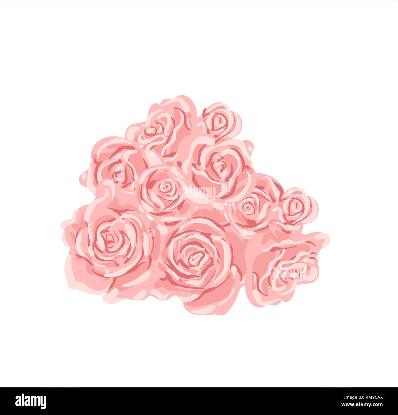 roses bouquet isolated on a white background Stock Vector Image & Art ...