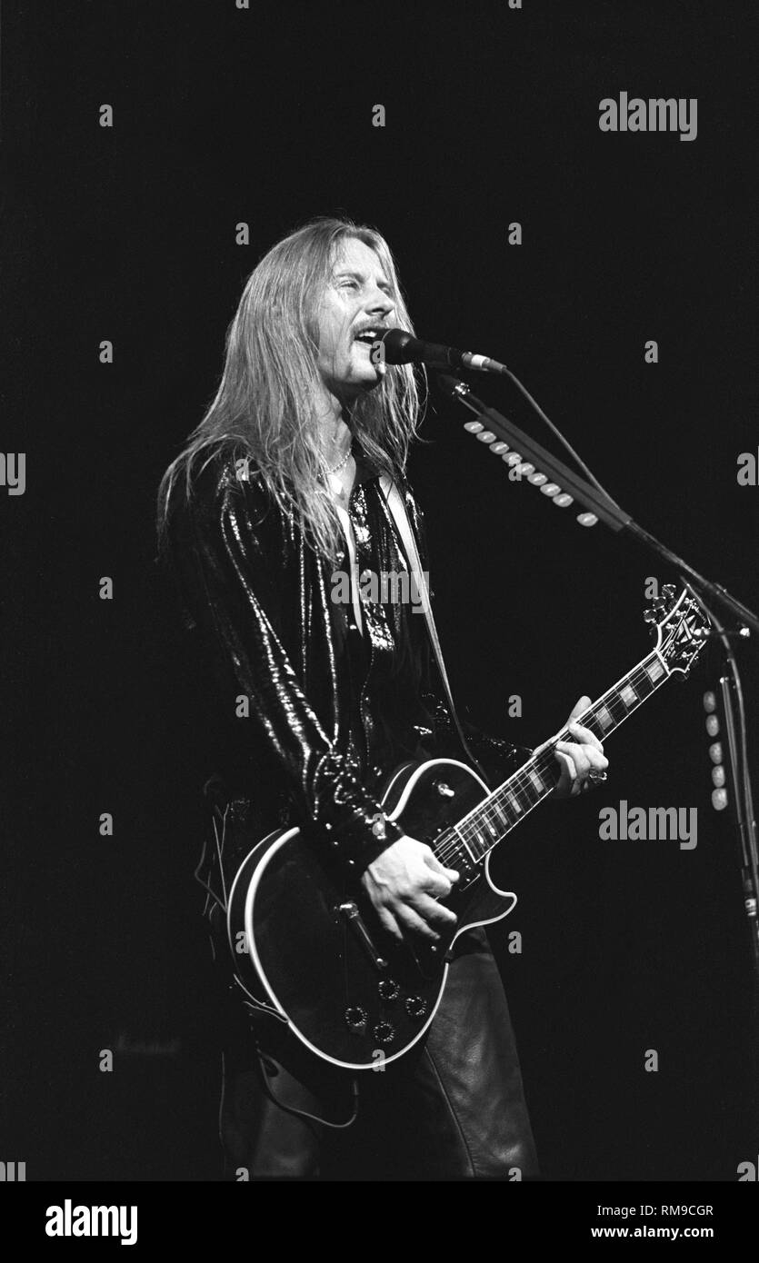 Guitarist, singer, and songwriter Jerry Cantrell, best known for his work with the grunge band Alice in Chains, is shown performing 'live' in concert. Stock Photo