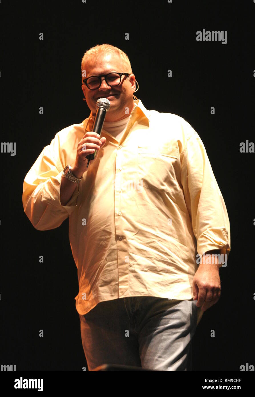 Comedian, actor and game show host Drew Carey is shown on stage during